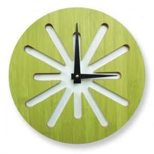Green splat bamboo clock
