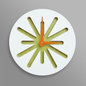 White splat on green bamboo clock