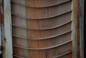 Inside a hollow core door - thin wooden slat design
